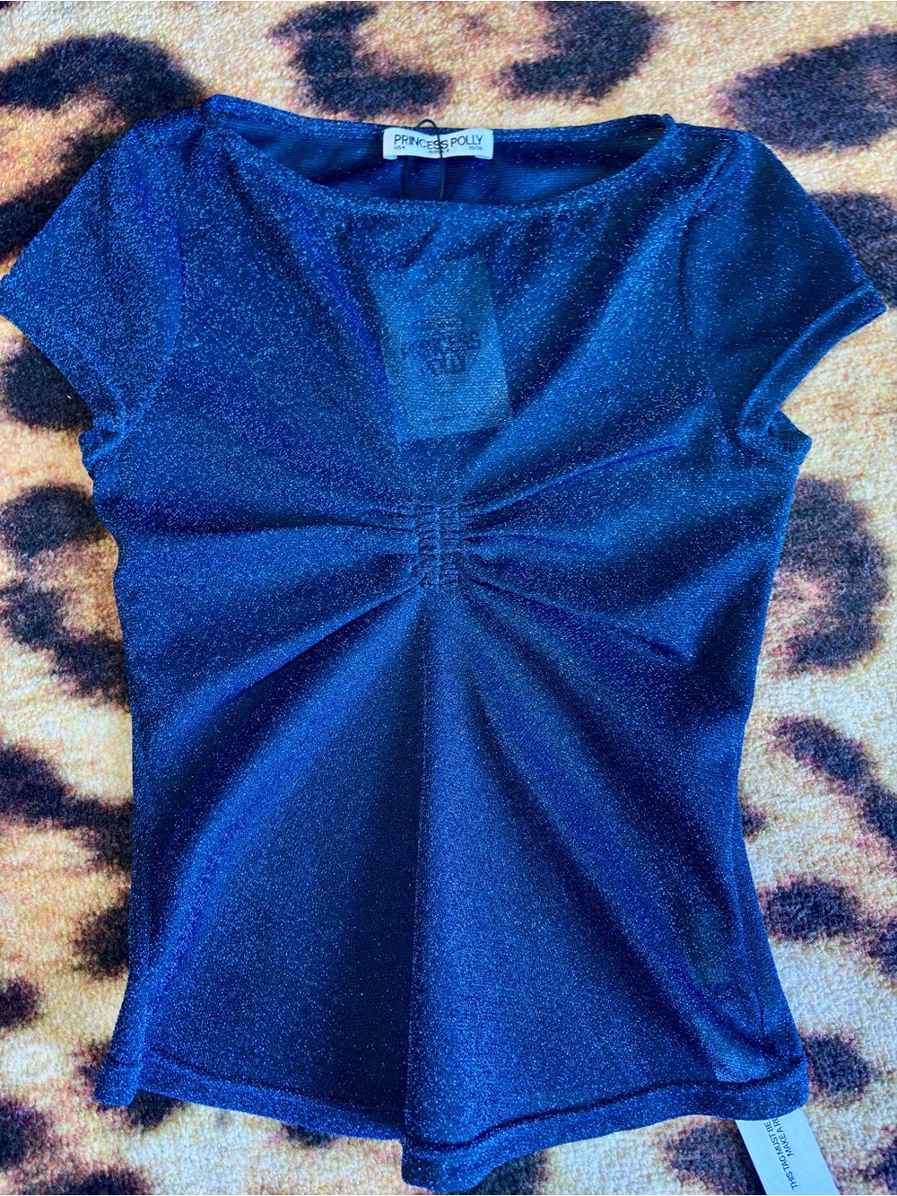 Princess Polly Blue Lurex Sparkly Top S 4